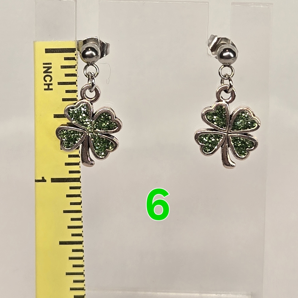 Shimmering Clover Drop Earrings - Picture 4 of 6